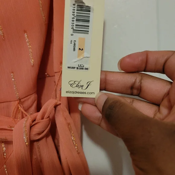 Eliza J Orange Asymmetrical Ruffled Wrap Dress - Picture 4 of 8